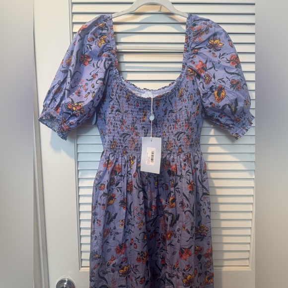 Hill House Blue and Orange Floral Midi Dress - Picture 7 of 9